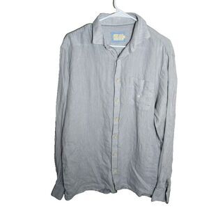 Brooksfield Shirt Women's 4 Gray Button Up Long Sleeve Collared 100% Linen